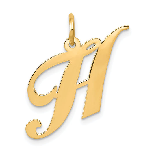 14k Yellow Gold 14K Medium Fancy Script Letter H Initial Charm