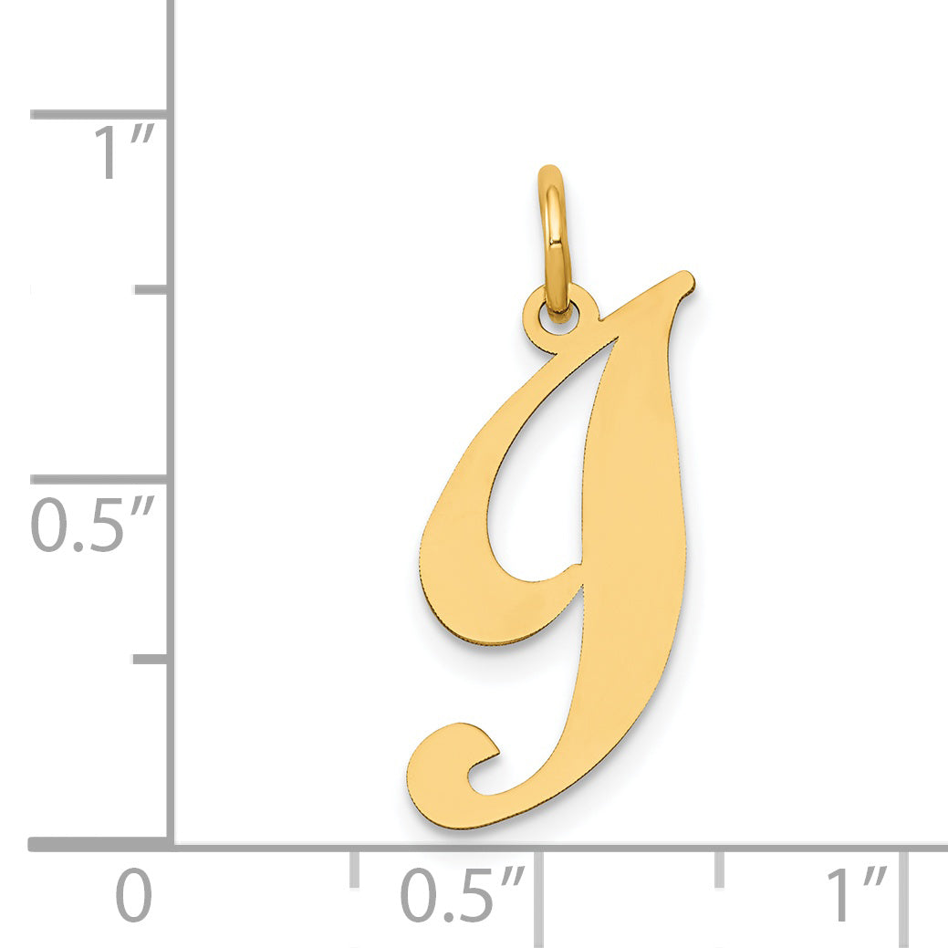 14k Yellow Gold 14K Medium Fancy Script Letter I Initial Charm