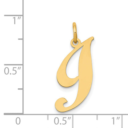 14k Yellow Gold 14K Medium Fancy Script Letter I Initial Charm