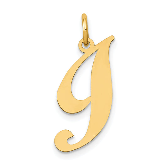 14k Yellow Gold 14K Medium Fancy Script Letter I Initial Charm