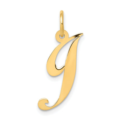 14k Yellow Gold 14K Medium Fancy Script Letter J Initial Charm