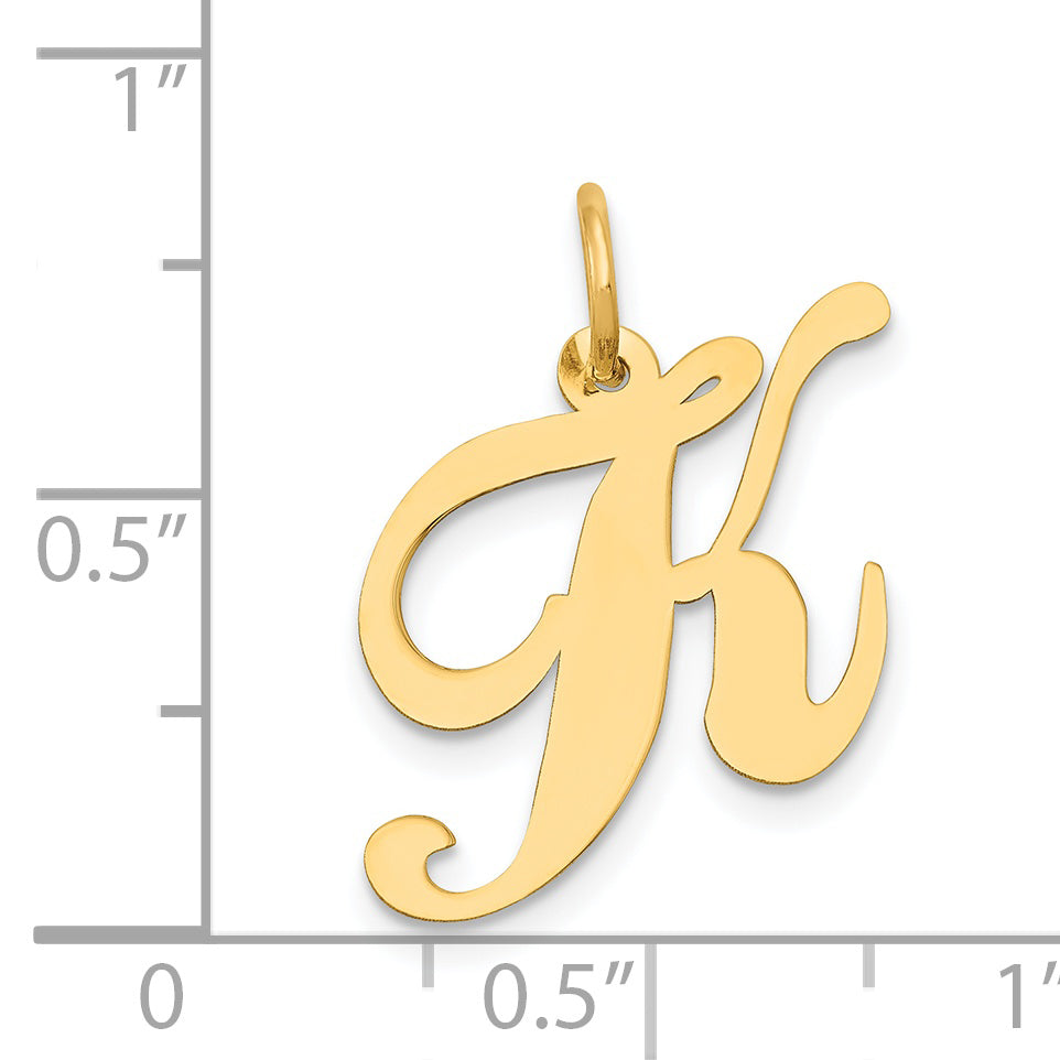 14k Yellow Gold 14K Medium Fancy Script Letter K Initial Charm