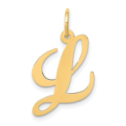14k Yellow Gold 14K Medium Fancy Script Letter L Initial Charm