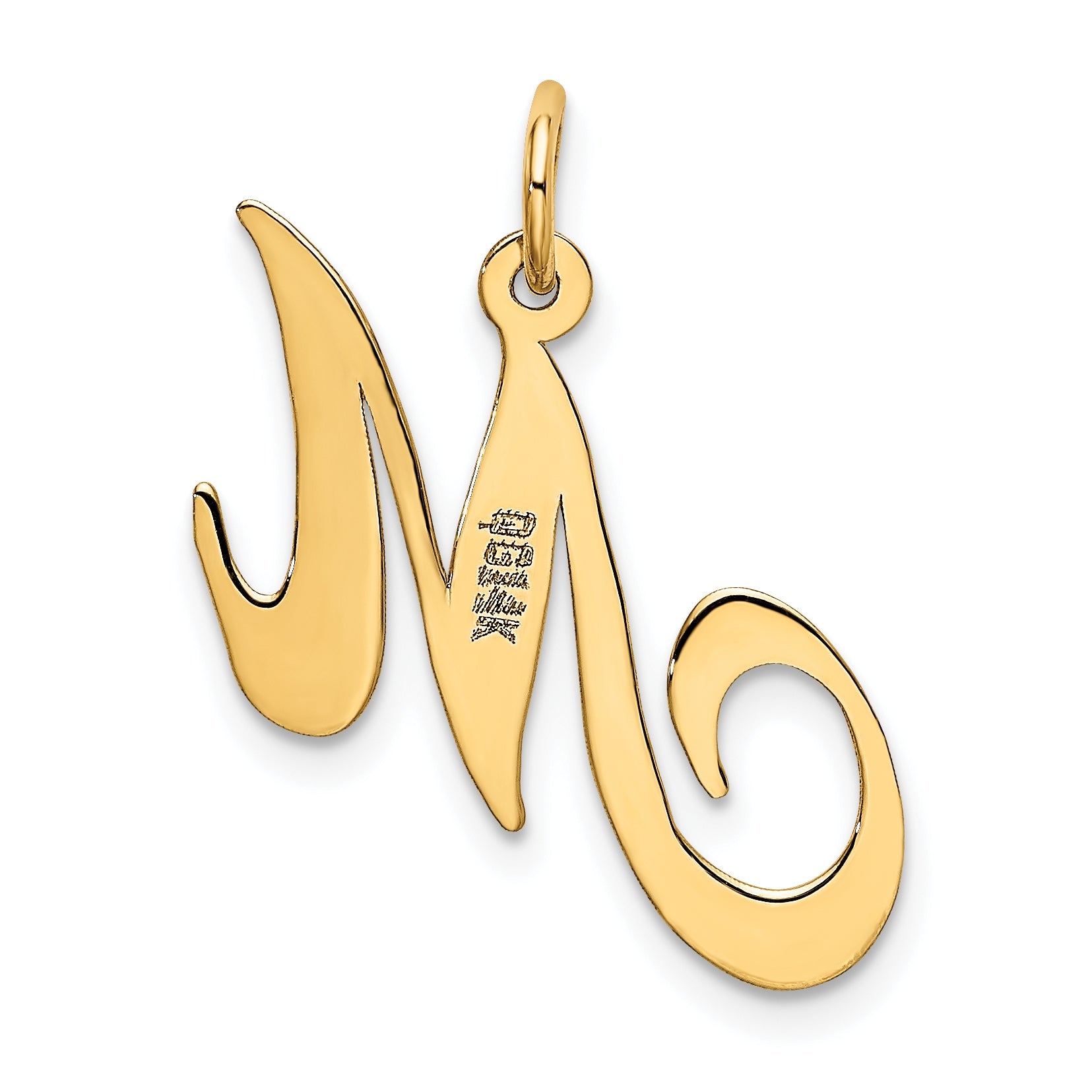 14k Yellow Gold 14K Medium Fancy Script Letter M Initial Charm