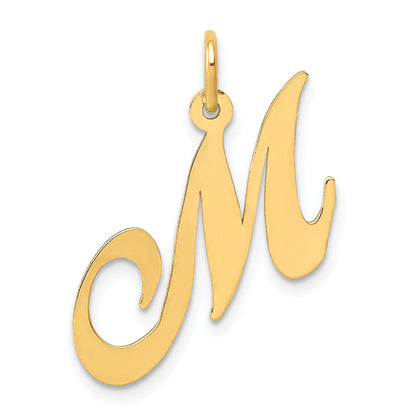 14k Yellow Gold 14K Medium Fancy Script Letter M Initial Charm