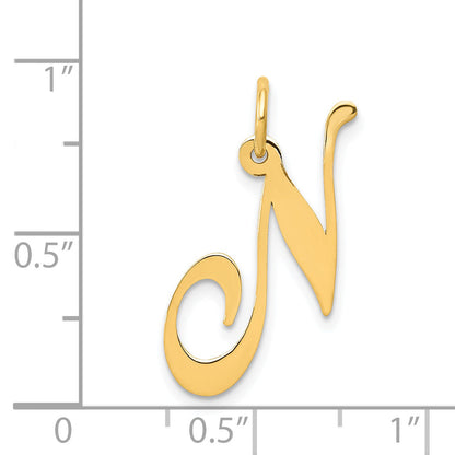 14k Yellow Gold 14K Medium Fancy Script Letter N Initial Charm
