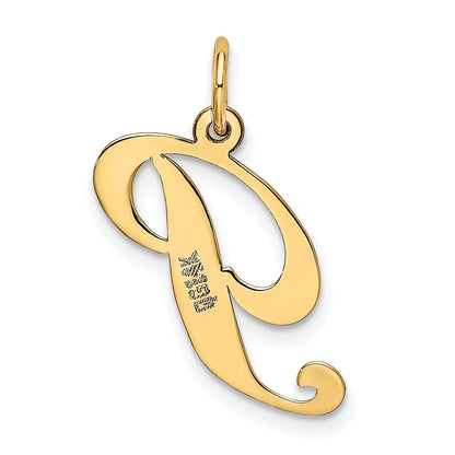 14k Yellow Gold 14K Medium Fancy Script Letter P Initial Charm