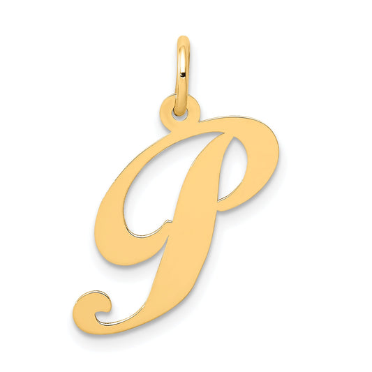14k Yellow Gold 14K Medium Fancy Script Letter P Initial Charm