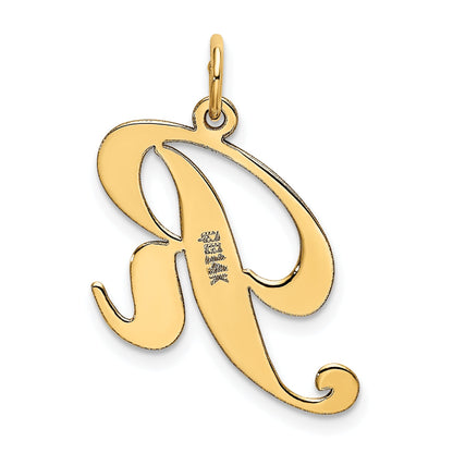 14k Yellow Gold 14K Medium Fancy Script Letter R Initial Charm