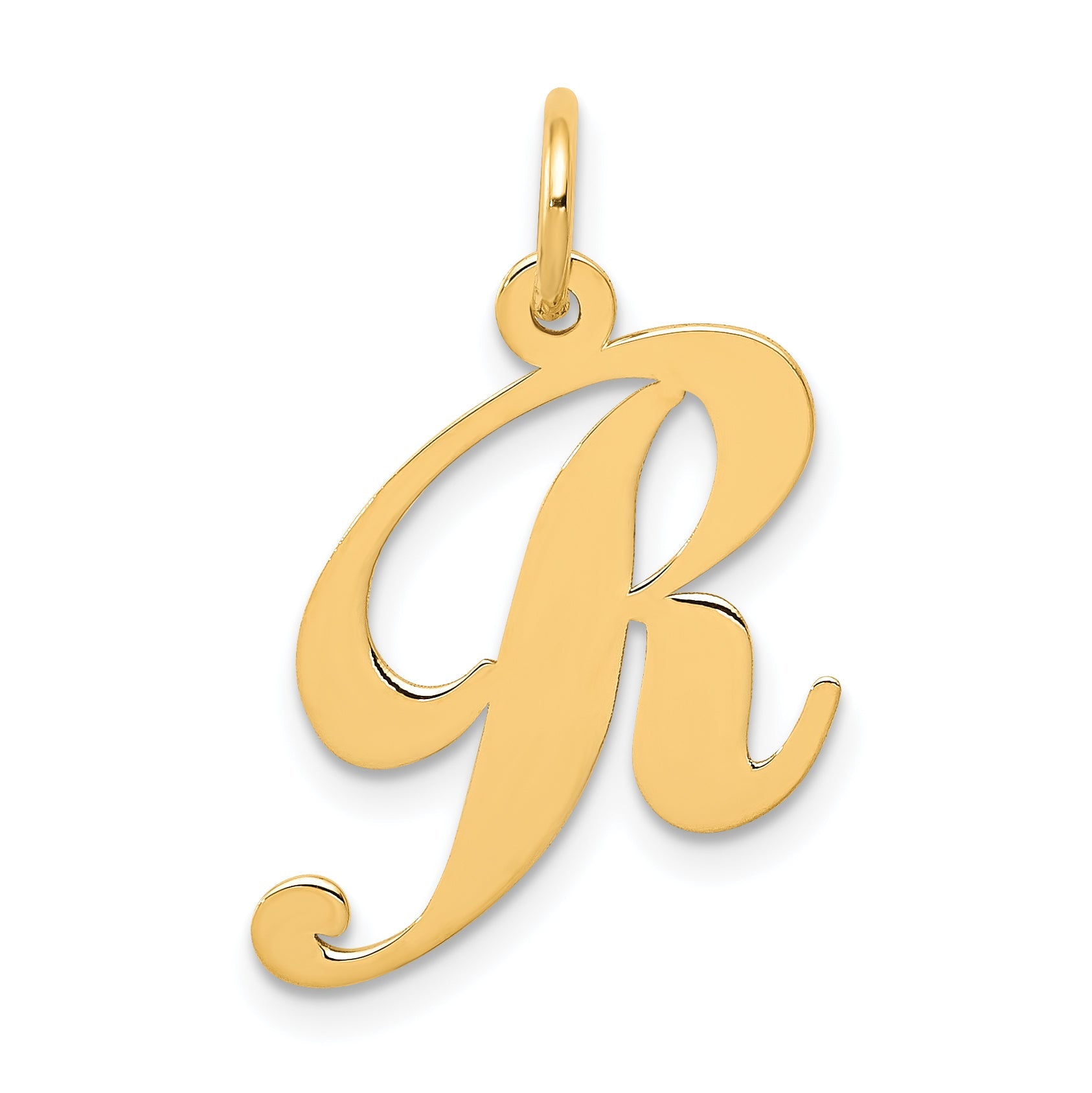 14k Yellow Gold 14K Medium Fancy Script Letter R Initial Charm