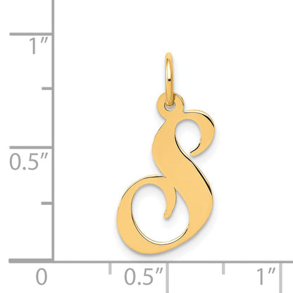 14k Yellow Gold 14K Medium Fancy Script Letter S Initial Charm
