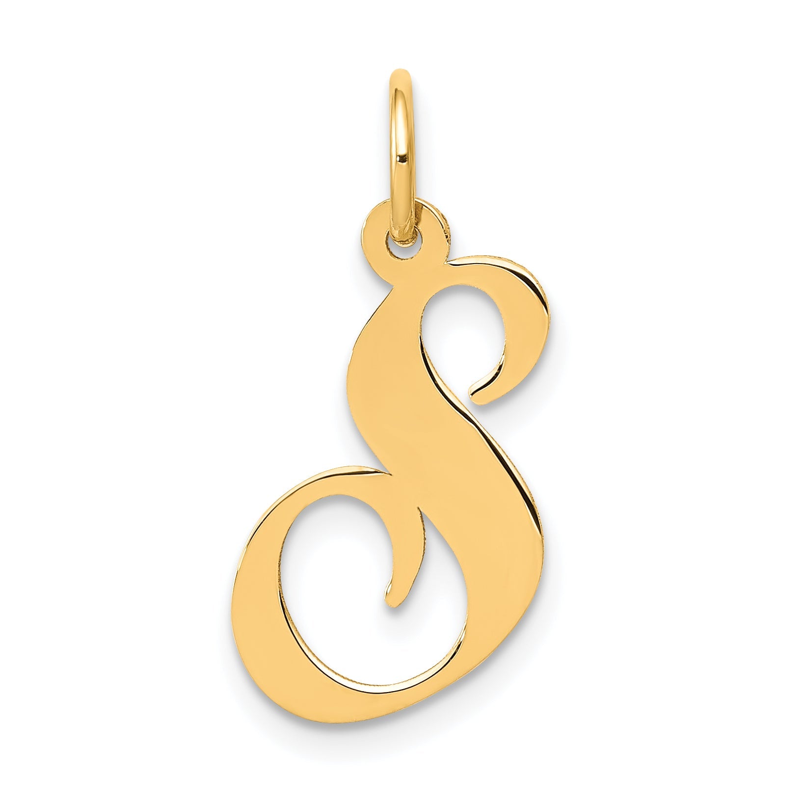 14k Yellow Gold 14K Medium Fancy Script Letter S Initial Charm