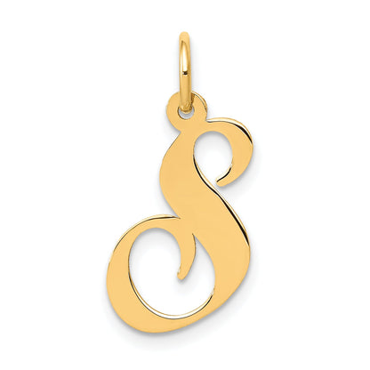 14k Yellow Gold 14K Medium Fancy Script Letter S Initial Charm