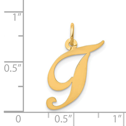 14k Yellow Gold 14K Medium Fancy Script Letter T Initial Charm