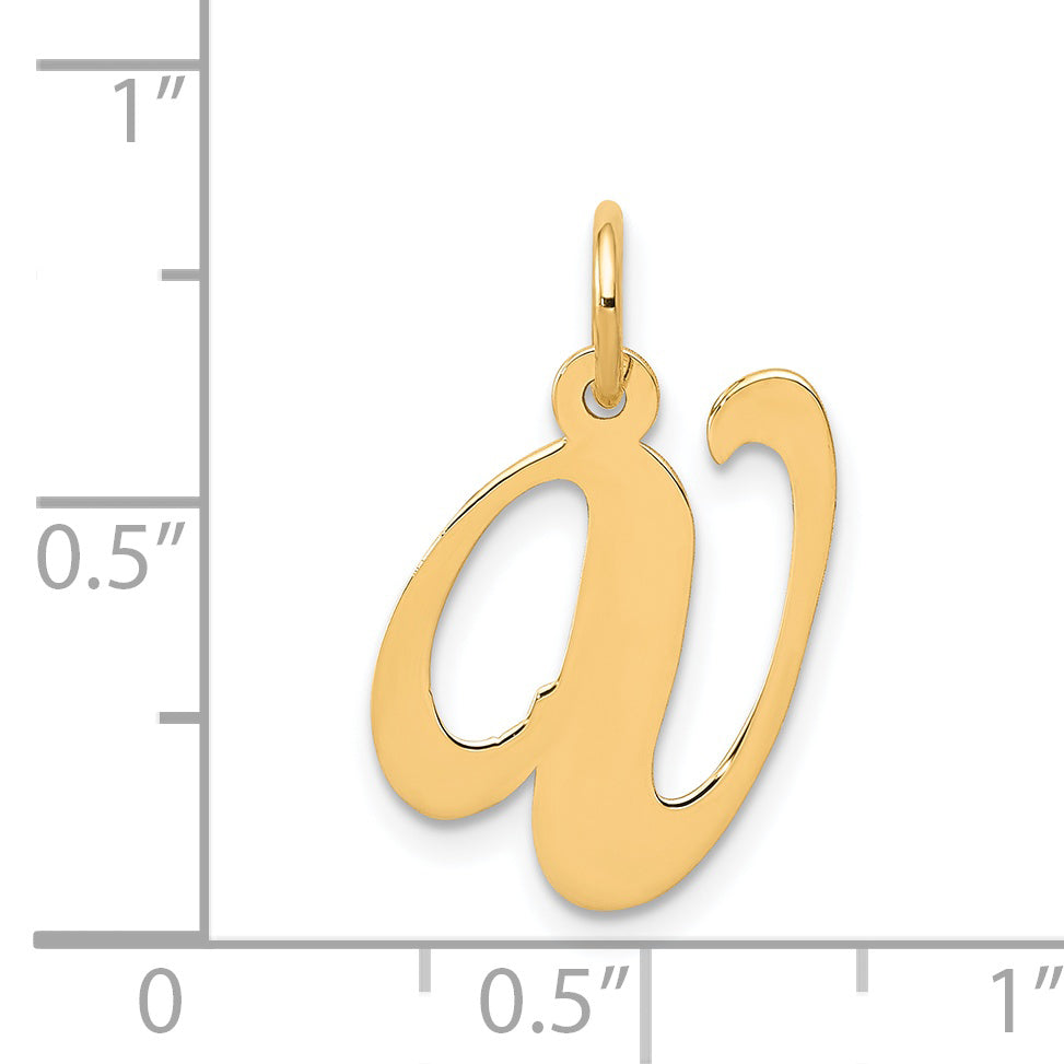 14k Yellow Gold 14K Medium Fancy Script Letter V Initial Charm