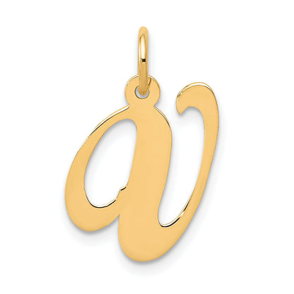 14k Yellow Gold 14K Medium Fancy Script Letter V Initial Charm