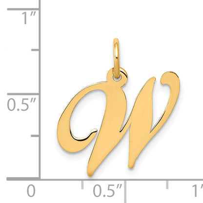 14k Yellow Gold 14K Medium Fancy Script Letter W Initial Charm