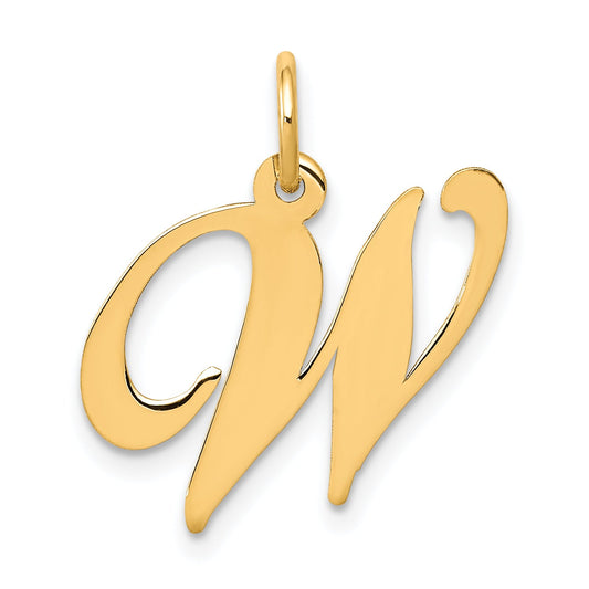 14k Yellow Gold 14K Medium Fancy Script Letter W Initial Charm