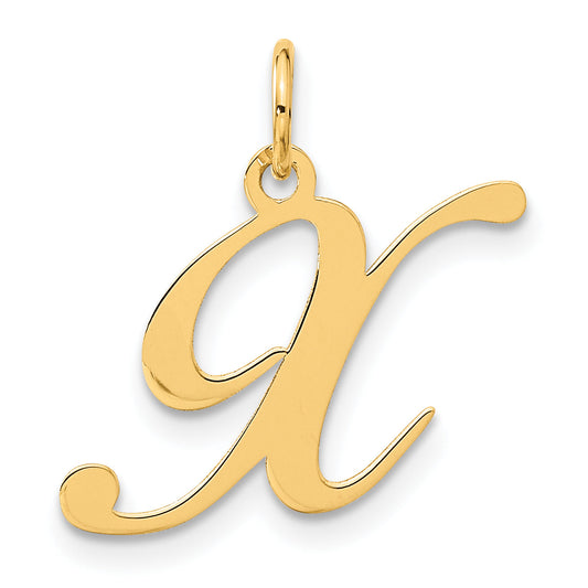 14k Yellow Gold 14K Medium Fancy Script Letter X Initial Charm