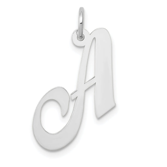 14k White Gold 14k White Gold Medium Fancy Script Letter A Initial Charm