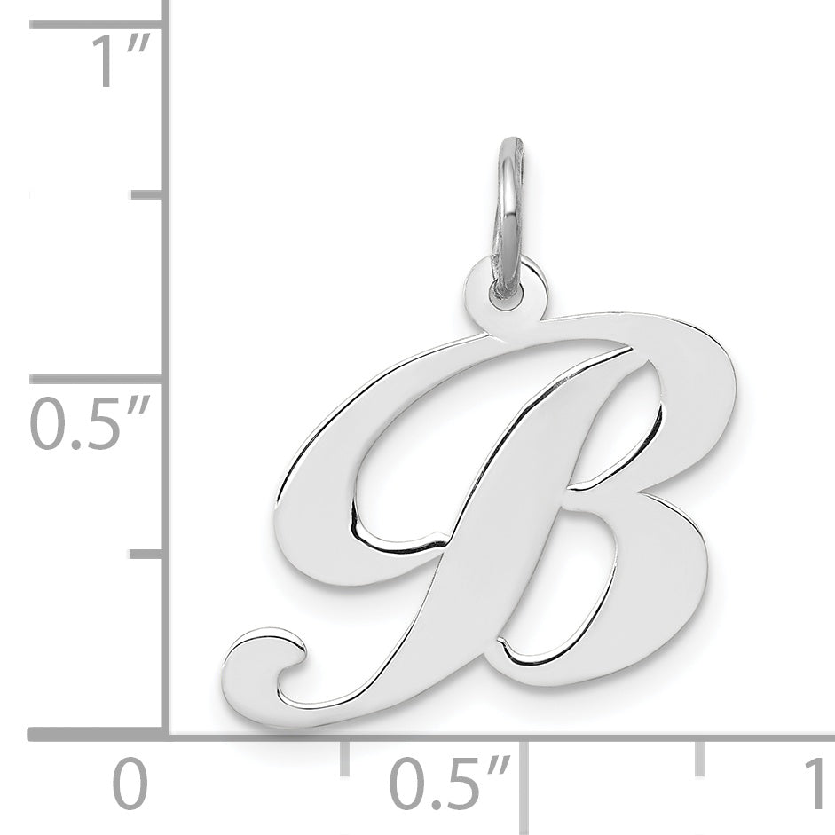 14k White Gold 14k White Gold Medium Fancy Script Letter B Initial Charm