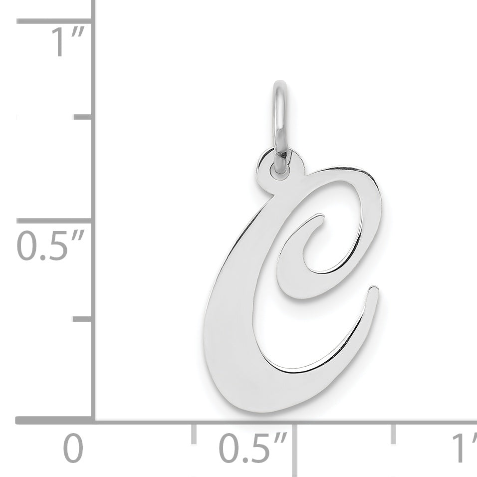 14k White Gold 14k White Gold Medium Fancy Script Letter C Initial Charm