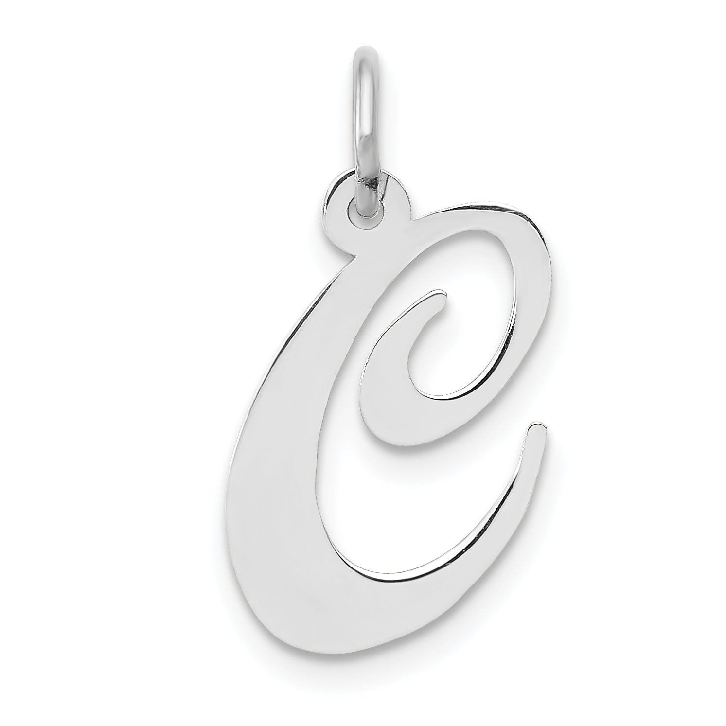 14k White Gold 14k White Gold Medium Fancy Script Letter C Initial Charm