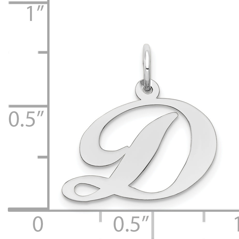 14k White Gold 14k White Gold Medium Fancy Script Letter D Initial Charm