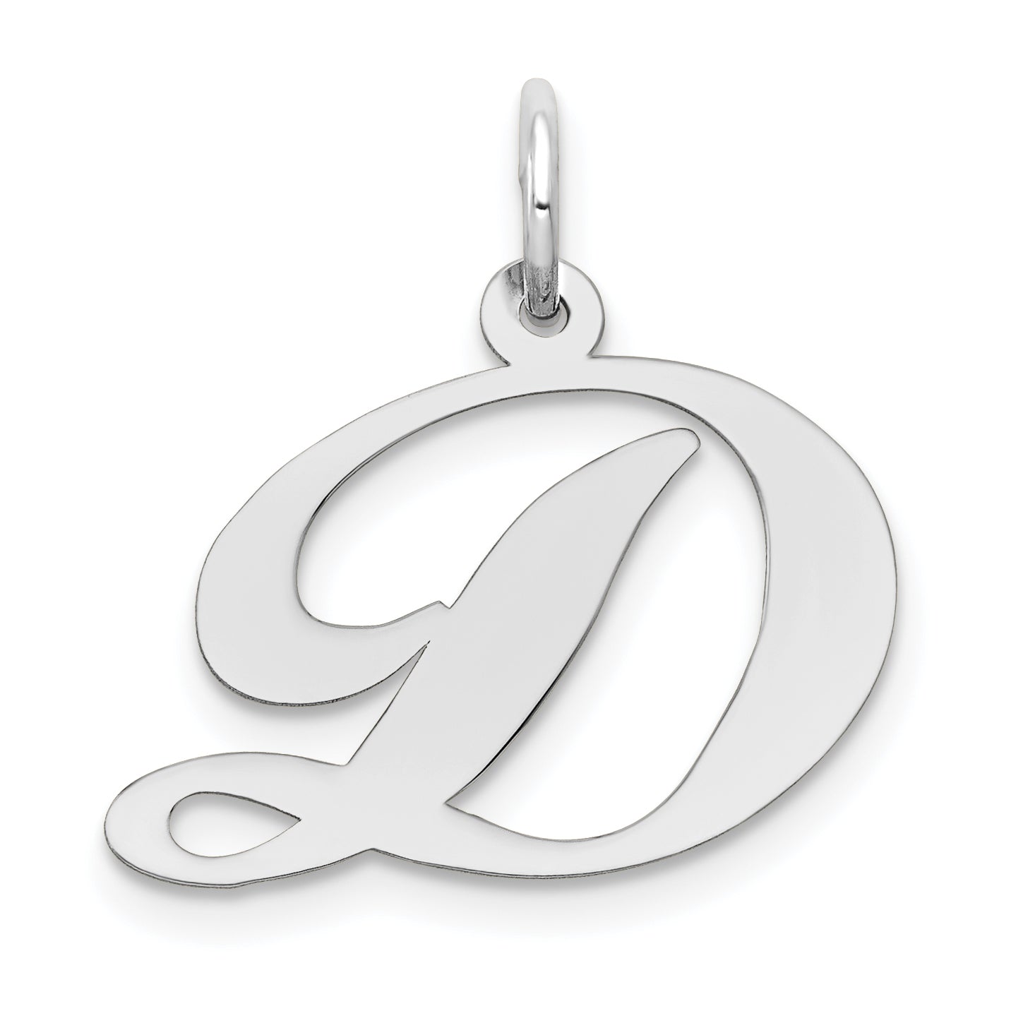 14k White Gold 14k White Gold Medium Fancy Script Letter D Initial Charm