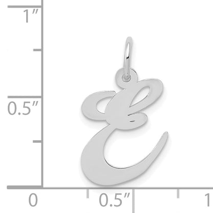 14k White Gold 14K White Gold Medium Fancy Script Letter E Initial Charm