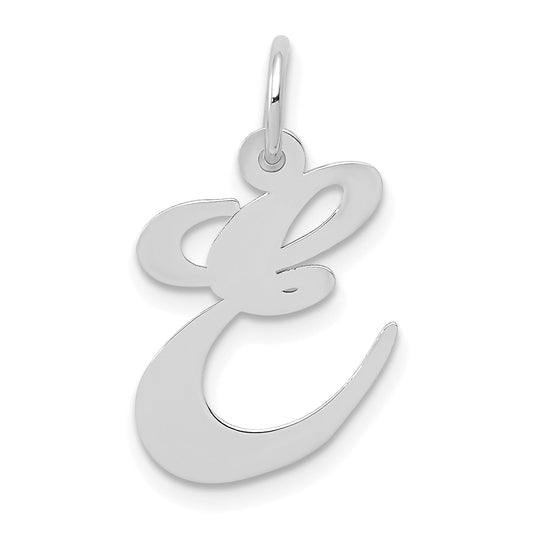 14k White Gold 14K White Gold Medium Fancy Script Letter E Initial Charm