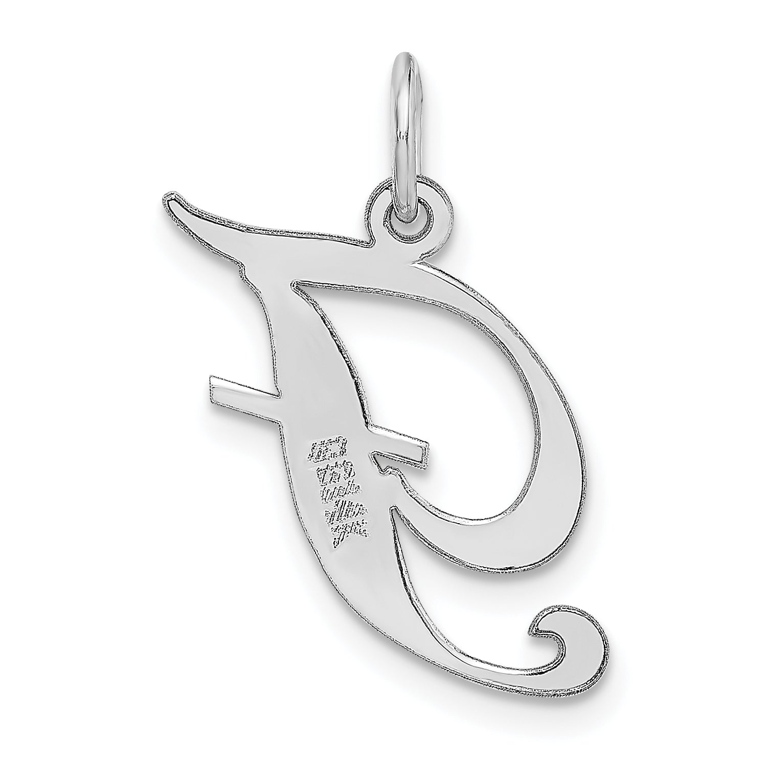 14k White Gold 14K White Gold Medium Fancy Script Letter F Initial Charm