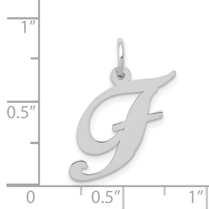 14k White Gold 14K White Gold Medium Fancy Script Letter F Initial Charm