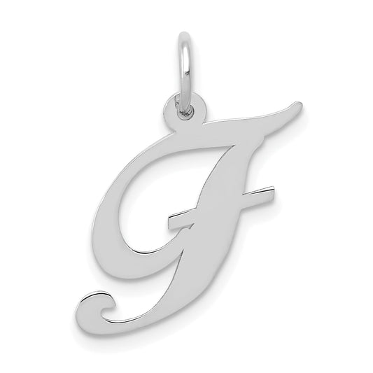 14k White Gold 14K White Gold Medium Fancy Script Letter F Initial Charm