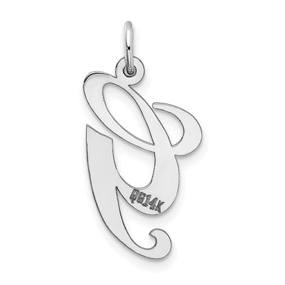 14k White Gold 14K White Gold Medium Fancy Script Letter G Initial Charm
