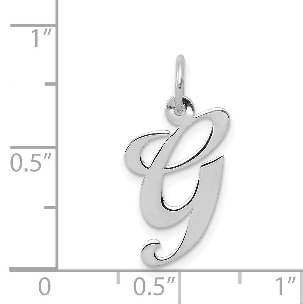14k White Gold 14K White Gold Medium Fancy Script Letter G Initial Charm