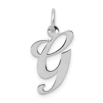 14k White Gold 14K White Gold Medium Fancy Script Letter G Initial Charm