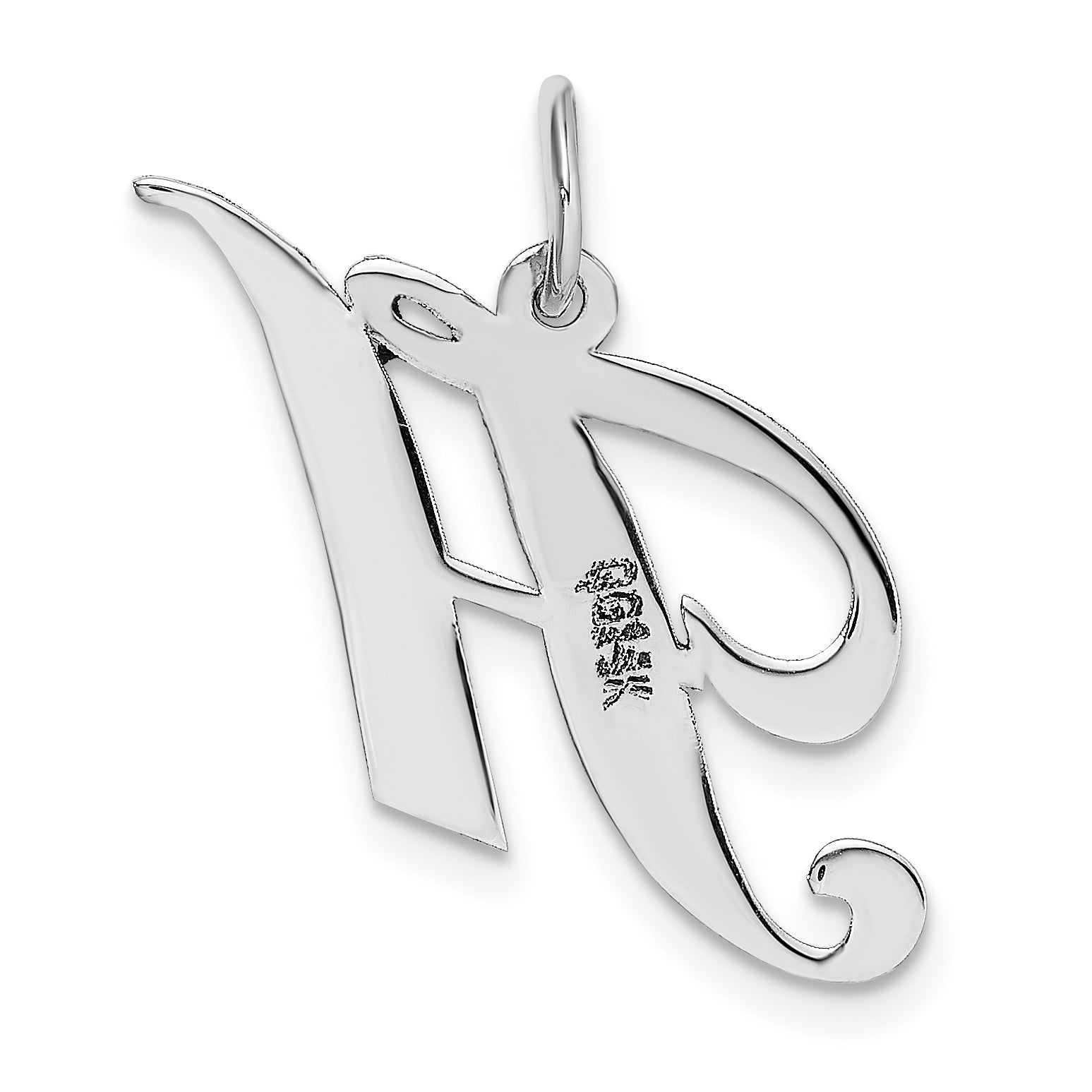 14k White Gold 14K White Gold Medium Fancy Script Letter H Initial Charm