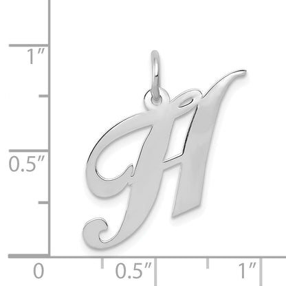 14k White Gold 14K White Gold Medium Fancy Script Letter H Initial Charm