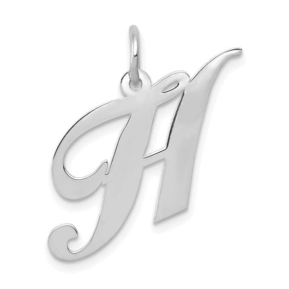 14k White Gold 14K White Gold Medium Fancy Script Letter H Initial Charm