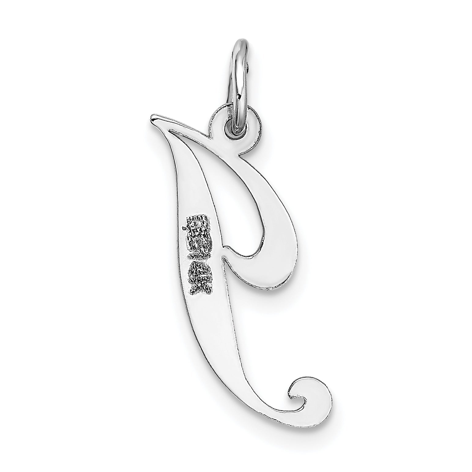 14k White Gold 14K White Gold Medium Fancy Script Letter J Initial Charm