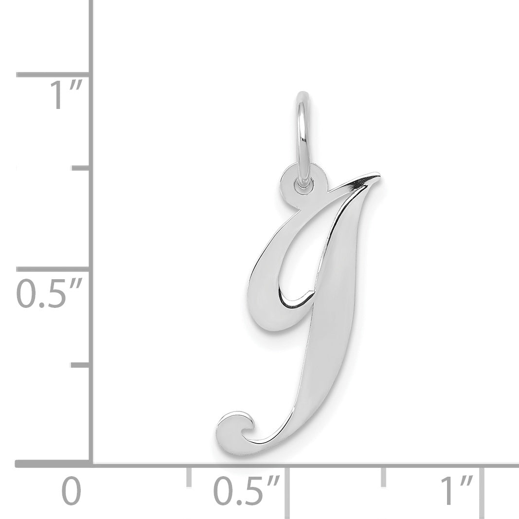 14k White Gold 14K White Gold Medium Fancy Script Letter J Initial Charm