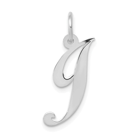 14k White Gold 14K White Gold Medium Fancy Script Letter J Initial Charm