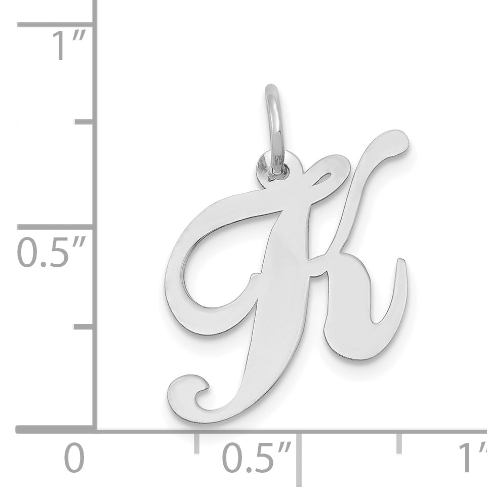 14k White Gold 14K White Gold Medium Fancy Script Letter K Initial Charm