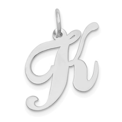 14k White Gold 14K White Gold Medium Fancy Script Letter K Initial Charm