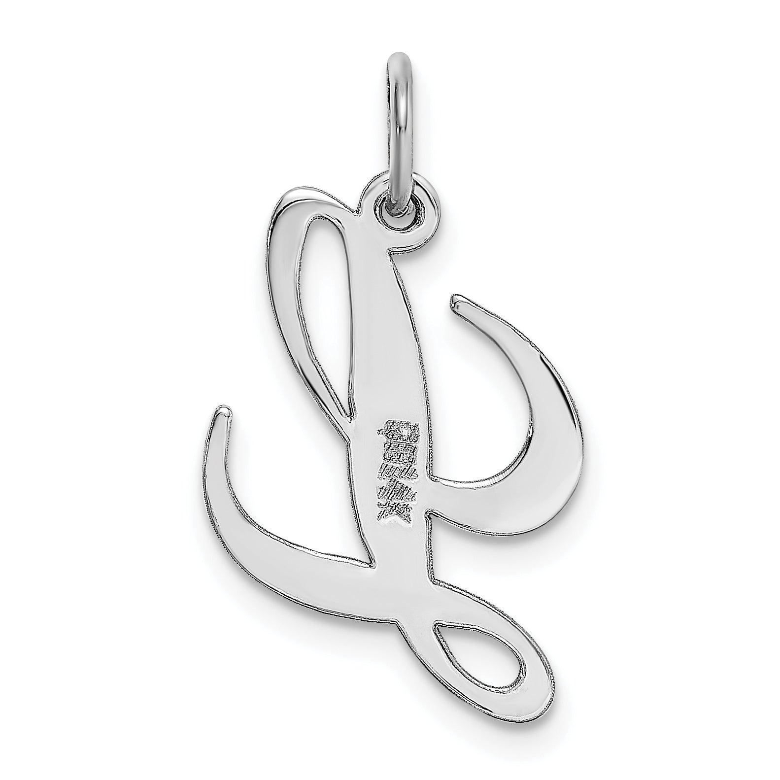 14k White Gold 14K White Gold Medium Fancy Script Letter L Initial Charm