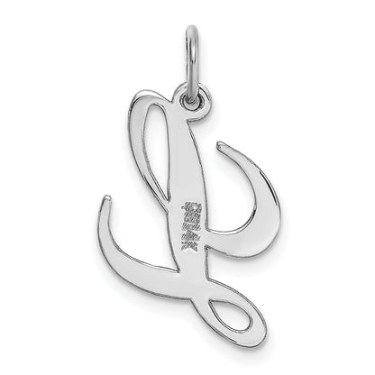 14k White Gold 14K White Gold Medium Fancy Script Letter L Initial Charm