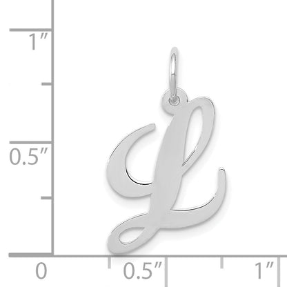 14k White Gold 14K White Gold Medium Fancy Script Letter L Initial Charm
