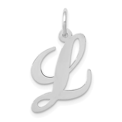 14k White Gold 14K White Gold Medium Fancy Script Letter L Initial Charm