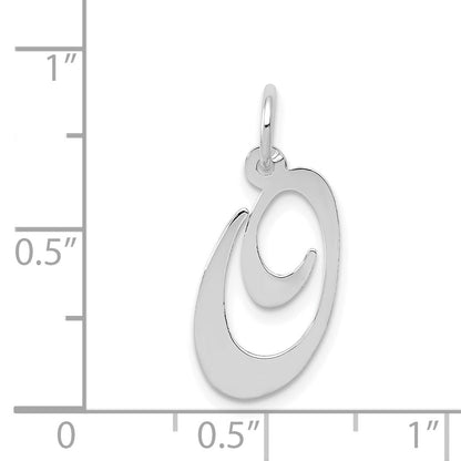 14k White Gold 14K White Gold Medium Fancy Script Letter O Initial Charm